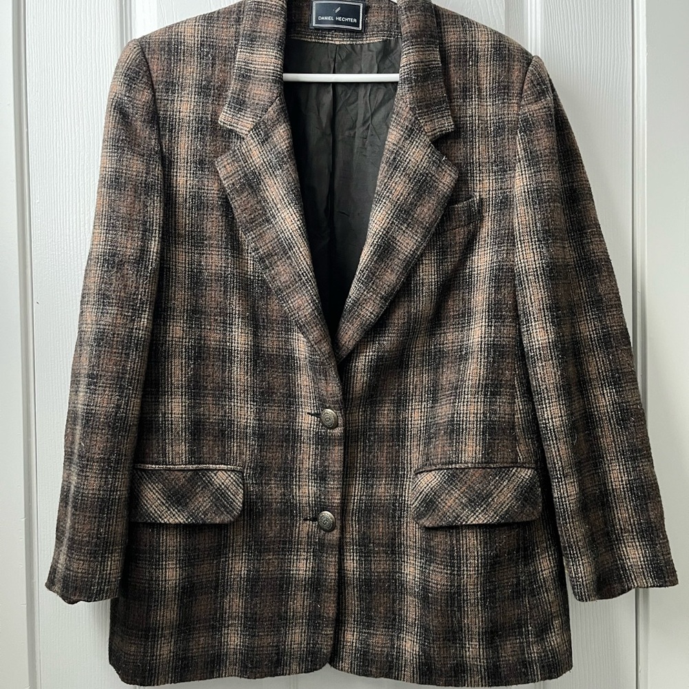 Vintage Daniel Hechter Wool Blend Plaid Blazer